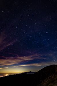 Preview wallpaper starry sky, mountains, stars, night