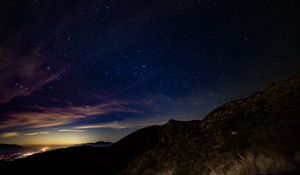 Preview wallpaper starry sky, mountains, stars, night