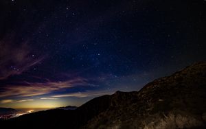 Preview wallpaper starry sky, mountains, stars, night