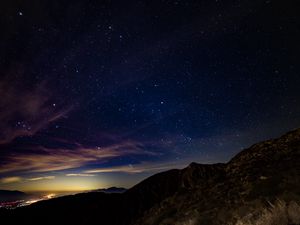 Preview wallpaper starry sky, mountains, stars, night