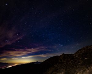 Preview wallpaper starry sky, mountains, stars, night