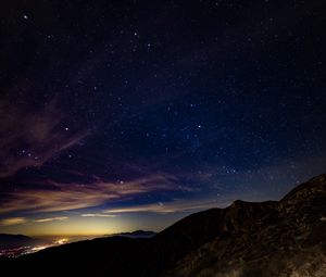 Preview wallpaper starry sky, mountains, stars, night