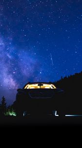 Preview wallpaper starry sky, night, car