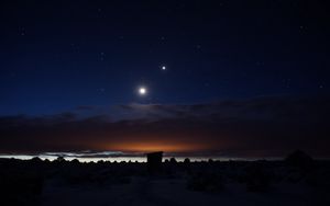 Preview wallpaper starry sky, night, clouds, shine