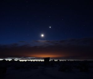 Preview wallpaper starry sky, night, clouds, shine