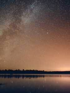Preview wallpaper starry sky, night, glitter, stars, river