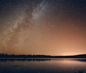 Preview wallpaper starry sky, night, glitter, stars, river