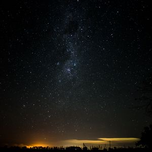 Preview wallpaper starry sky, night, horizon, shine, night landscape