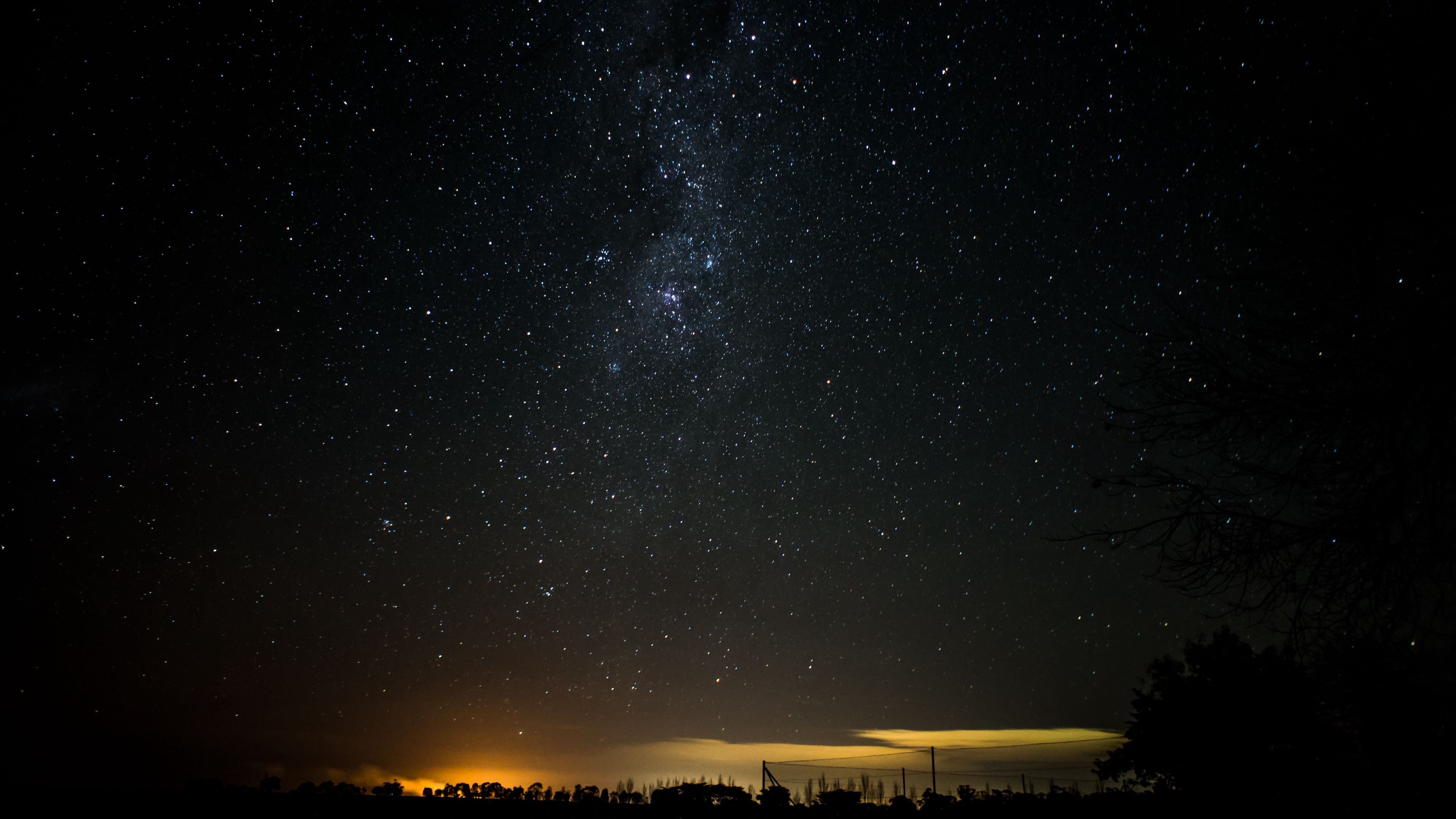 Download wallpaper 3840x2160 starry sky, night, horizon, shine, night  landscape 4k uhd 16:9 hd background