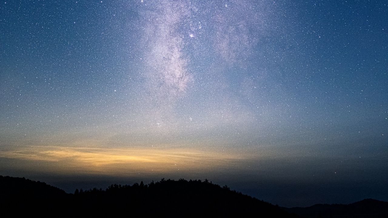 Wallpaper starry sky, night, landscape, stars, milky way