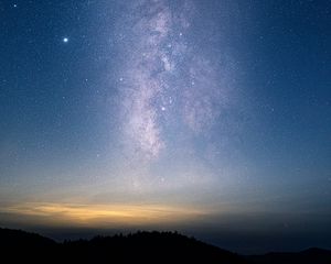 Preview wallpaper starry sky, night, landscape, stars, milky way