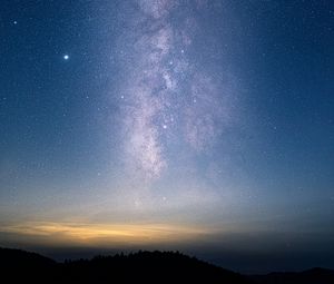 Preview wallpaper starry sky, night, landscape, stars, milky way