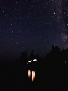 Preview wallpaper starry sky, night, lights, sky