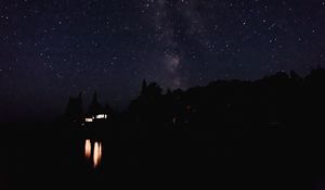 Preview wallpaper starry sky, night, lights, sky