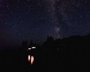 Preview wallpaper starry sky, night, lights, sky