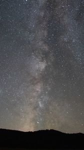 Preview wallpaper starry sky, night, mountain, silhouette, dark