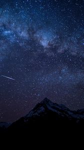 Preview wallpaper starry sky, night, mountains