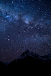 Preview wallpaper starry sky, night, mountains