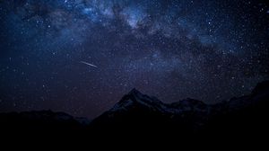 Preview wallpaper starry sky, night, mountains