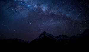 Preview wallpaper starry sky, night, mountains