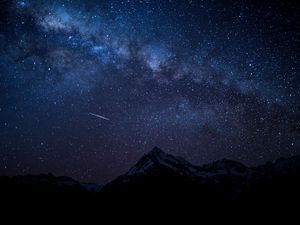 Preview wallpaper starry sky, night, mountains