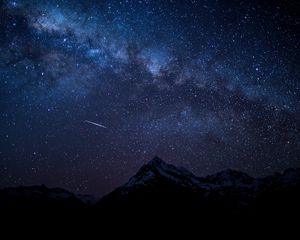 Preview wallpaper starry sky, night, mountains