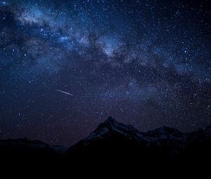 Preview wallpaper starry sky, night, mountains