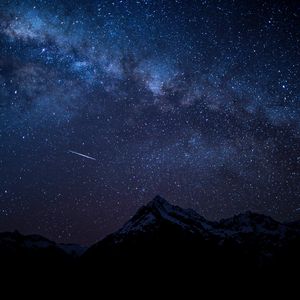 Preview wallpaper starry sky, night, mountains