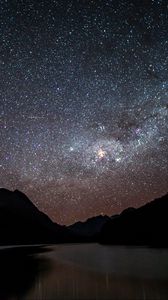 Preview wallpaper starry sky, night, mountains