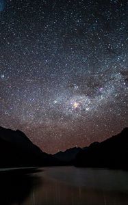 Preview wallpaper starry sky, night, mountains