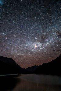 Preview wallpaper starry sky, night, mountains