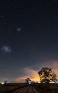 Preview wallpaper starry sky, night, path, field