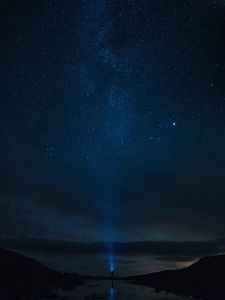 Preview wallpaper starry sky, night, silhouette, horizon, stars, sky, loneliness, lonely