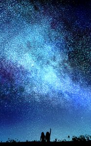 Preview wallpaper starry sky, night, silhouettes, dark, art