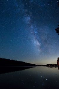 Preview wallpaper starry sky, night, stars, lake