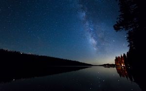 Preview wallpaper starry sky, night, stars, lake