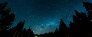 Preview wallpaper starry sky, night, stars, forest, nebula