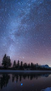 Preview wallpaper starry sky, night, stars, long exposure, blur, landscape