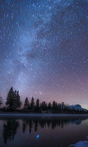 Preview wallpaper starry sky, night, stars, long exposure, blur, landscape