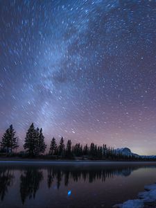 Preview wallpaper starry sky, night, stars, long exposure, blur, landscape