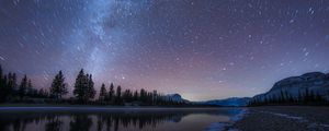 Preview wallpaper starry sky, night, stars, long exposure, blur, landscape