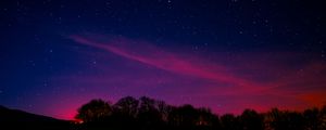 Preview wallpaper starry sky, night, trees, clouds