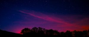Preview wallpaper starry sky, night, trees, clouds