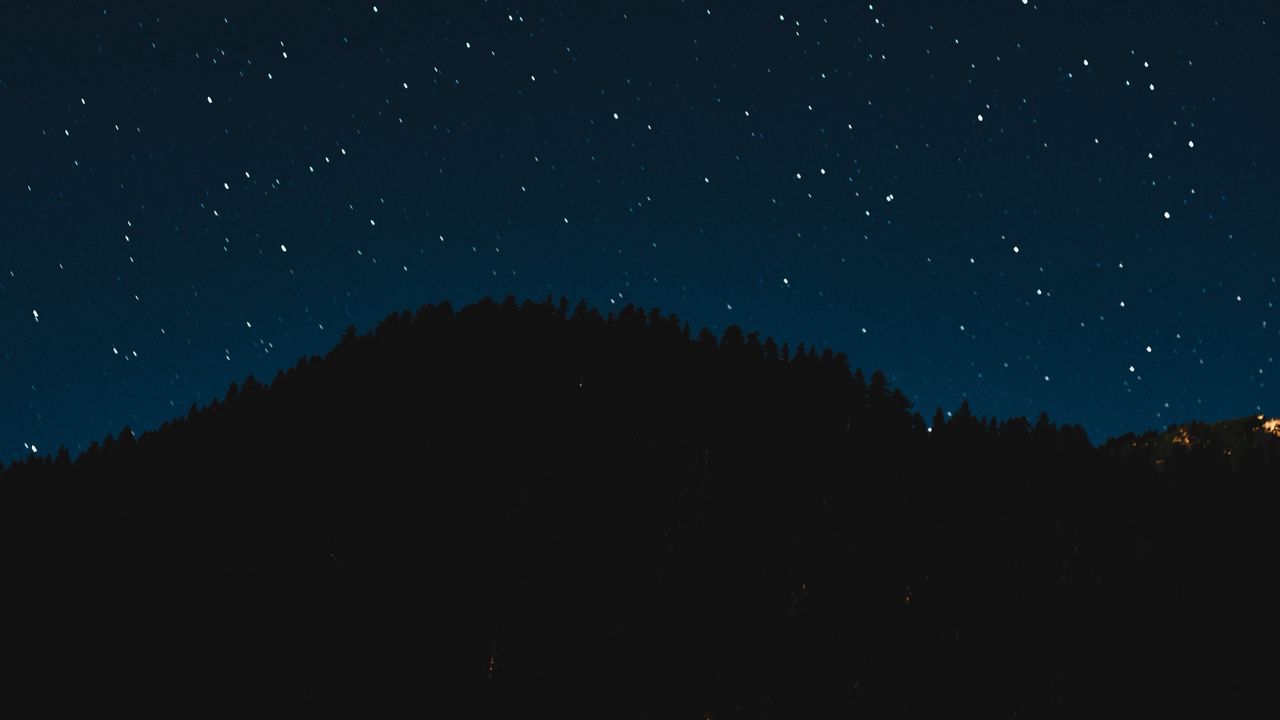 Wallpaper starry sky, night, trees, stars, shine, sky
