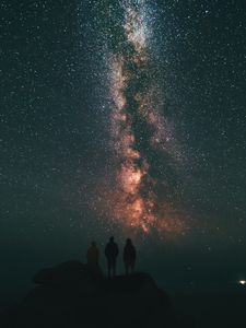 Preview wallpaper starry sky, people, milky way, night, sky