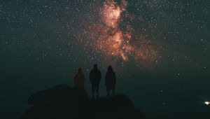 Preview wallpaper starry sky, people, milky way, night, sky