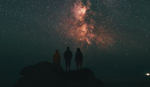 Preview wallpaper starry sky, people, milky way, night, sky