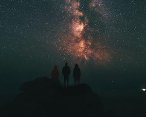 Preview wallpaper starry sky, people, milky way, night, sky