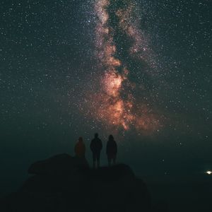 Preview wallpaper starry sky, people, milky way, night, sky