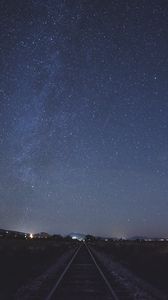 Preview wallpaper starry sky, railway, sky